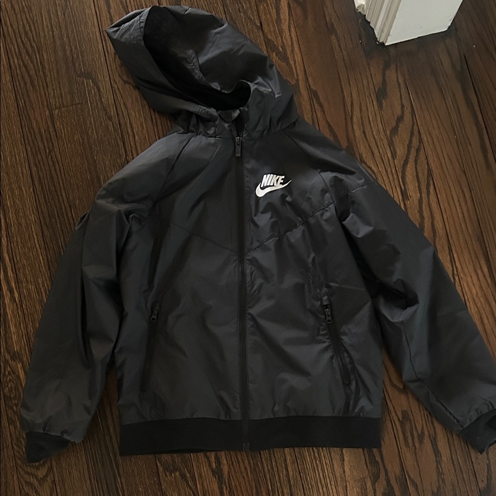 Nike Kids Black Hooded Raincoat